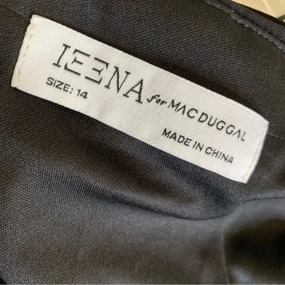 MAC DUGGAL IEENA Drop Shoulder Long Sleeve Column Formal Gown Black Size 14 NWT - Picture 8 of 12